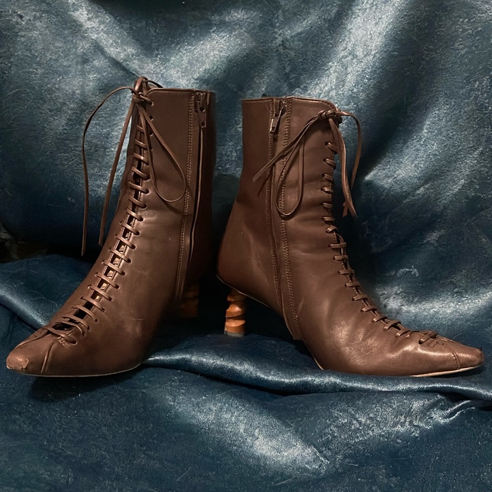 Rejina Pyo brown lace up leather boots